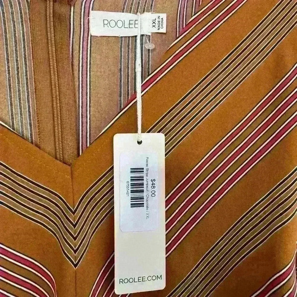Roolee Orange Short Sleeve Stripped Jumpsuit Size XXL NEW - Picture 3 of 11